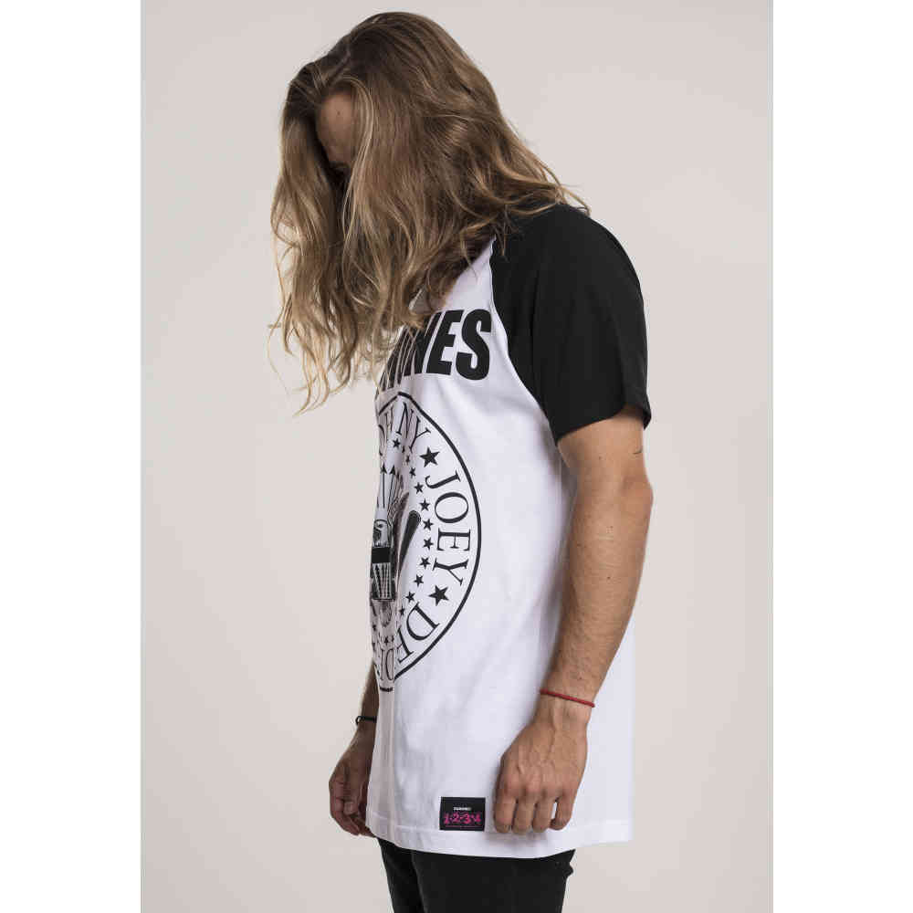 Merchcode Ramones - Ramones Circle Raglan T-shirt Homme - Blanc/Noir